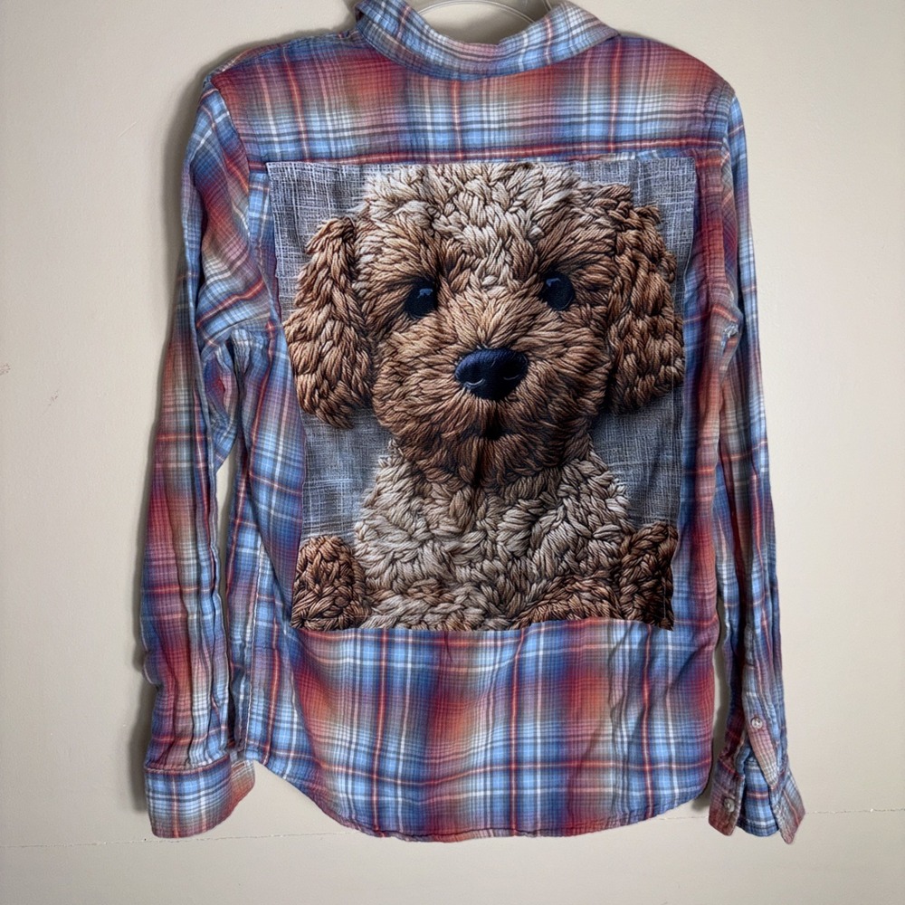 Small Button Down Miniature‎ Poodle On Back Size Small Long Sleeve Shirt